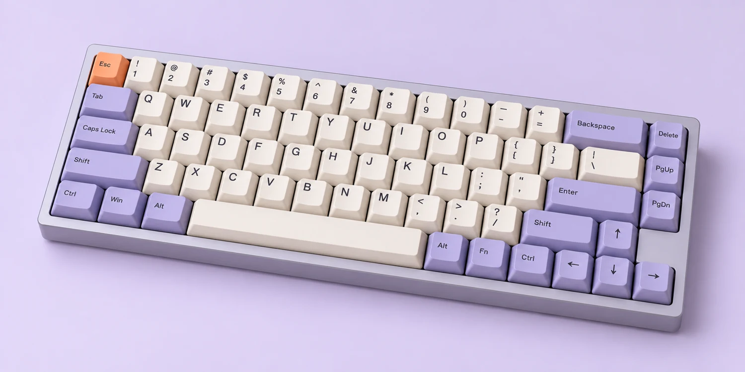 Ivory and lavender compact mechanical keyboard